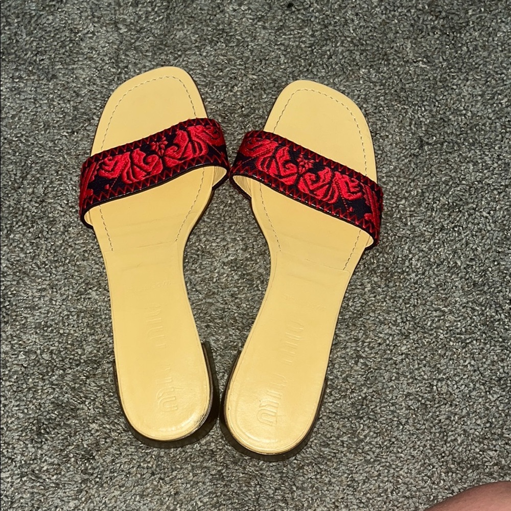 Miu Miu embroidery slide sandals